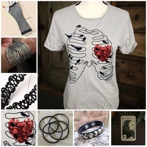 Vera Wang Sequined Rib Cage Heart Birds Accessories 10 Pc Bundle Eno Goth Occult